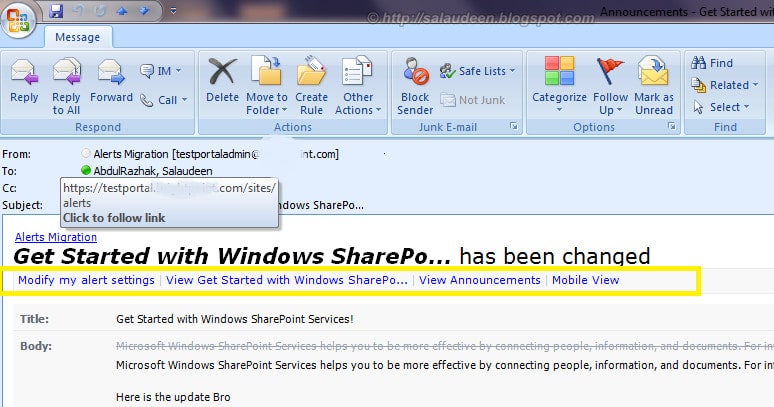 sharepoint 2010 email alerts wrong url