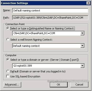 Connect to AD LDS Server using ADSI Edit - Properties