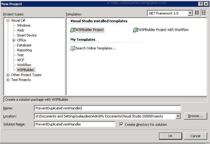 Create Event Handler for MOSS 2007 with WSP Builder