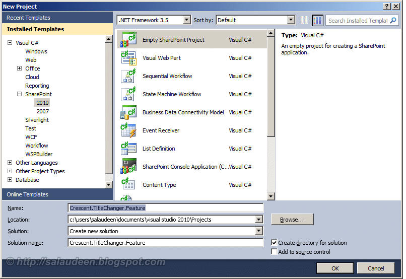 how to create a feature in sharepoint 2010