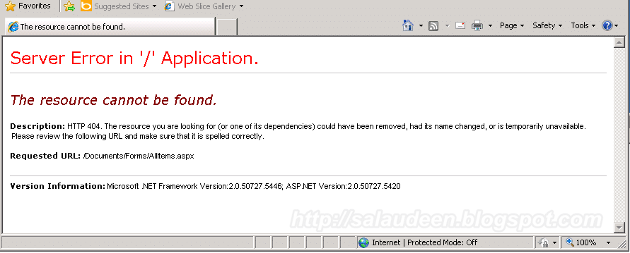 Server error in '/' Application - The Resource cannot be found - Solution