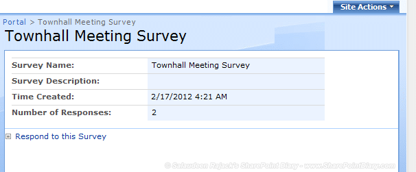  sharepoint 2007 survey hide results