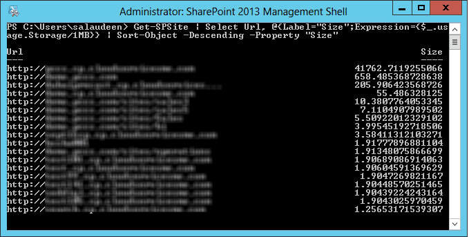 sharepoint powershell get site collection size