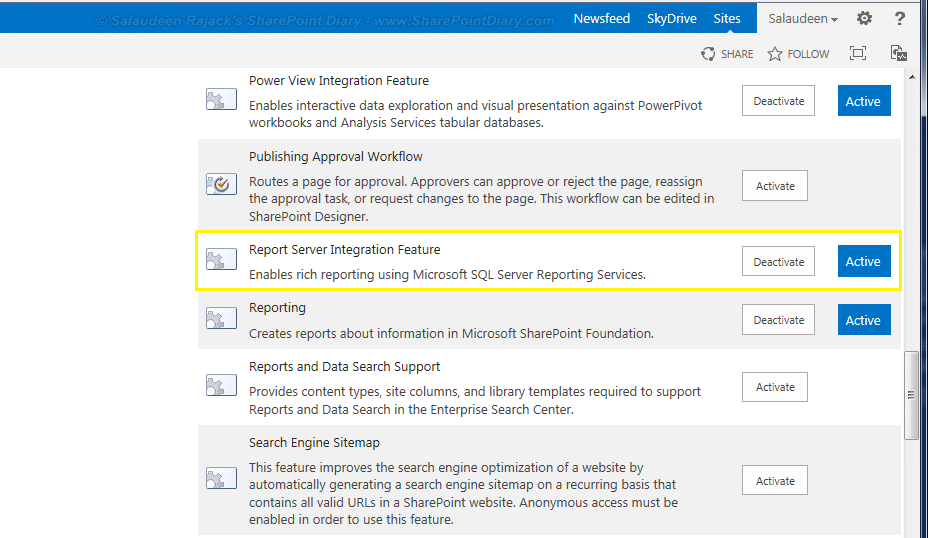 Report Server Integration Feature for SharePoint 2013