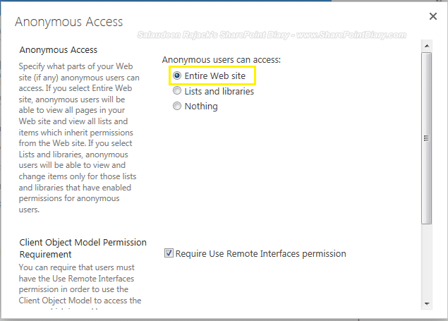 SharePoint 2013 grant anonymous access