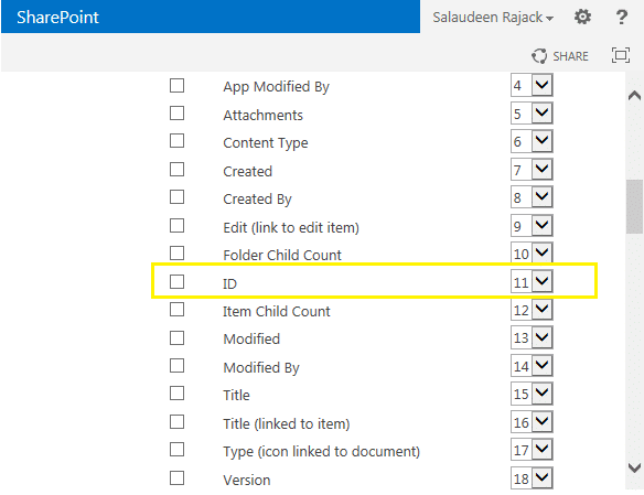 sharepoint add autonumber to list