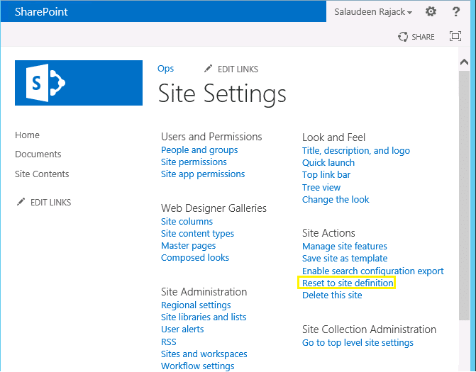 Reset to Site Definition using PowerShell in SharePoint