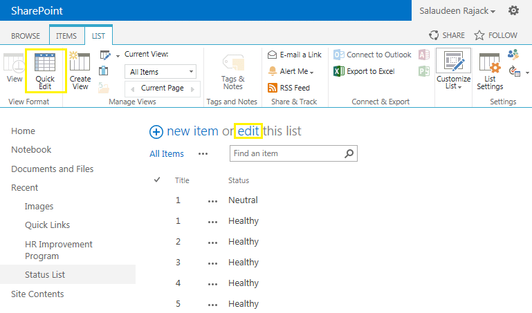 quick edit not working in sharepoint 2013