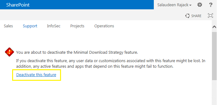 minimal download strategy in sharepoint 2013 disable