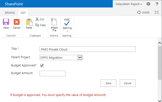 Required Field Validation Based on Another Column's Value in SharePoint 2013