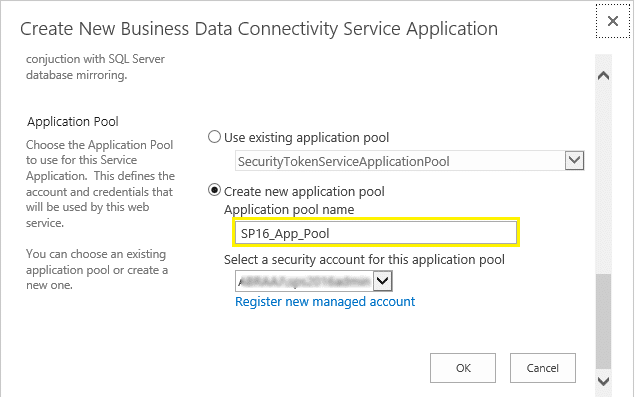 create new service application pool sharepoint 2013