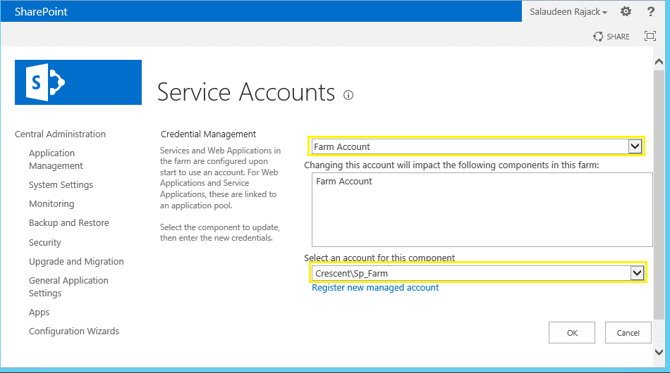 how to change sharepoint service account using powershell