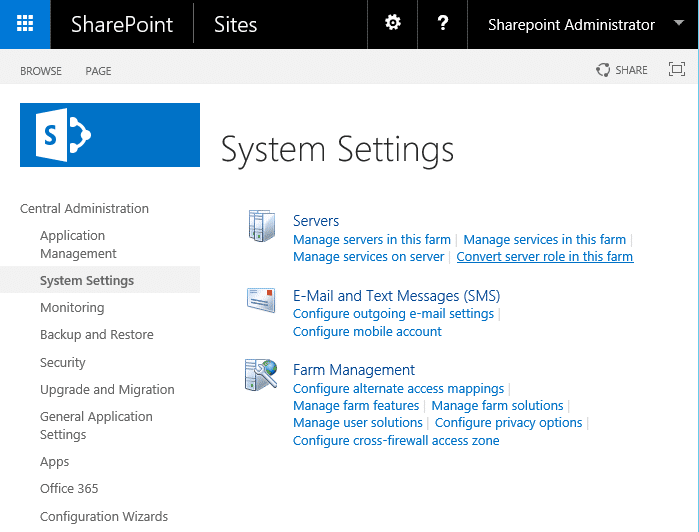 How to Change Server Role in SharePoint 2016