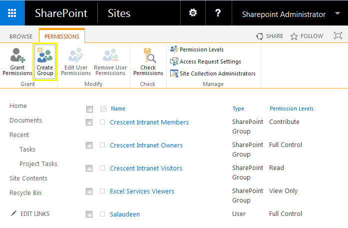 Add a User Group in SharePoint 2016
