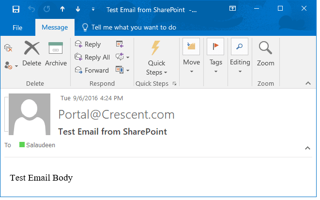 how to test sharepoint outgoing email