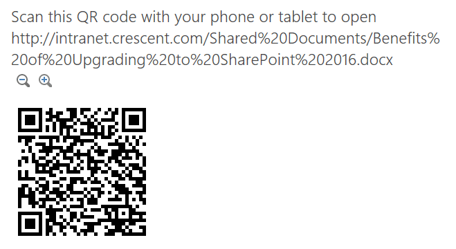 Open documents with QR code in sharepoint 2016