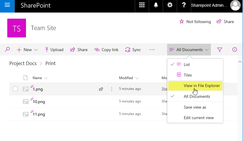 explorer view in sharepoint online