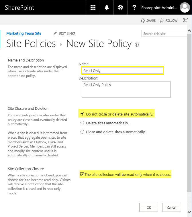 sharepoint online make site read only