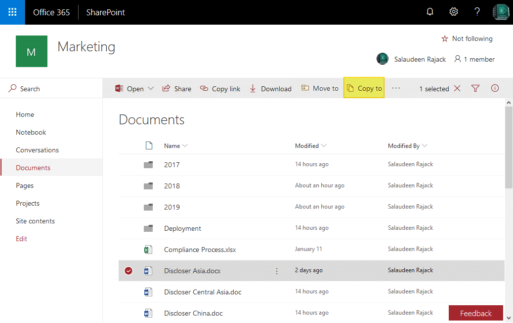 sharepoint online powershell copy documents