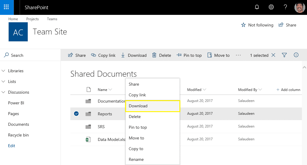 powershell download folder from sharepoint online
