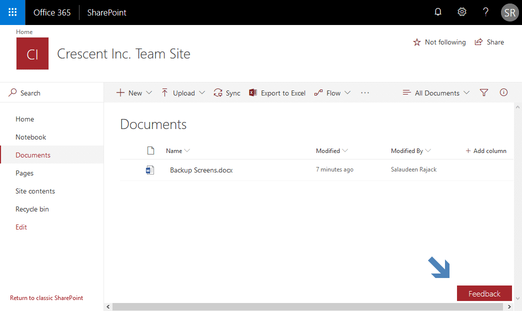 sharepoint online disable feedback button