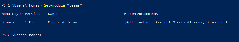 check teams powershell module is instaled