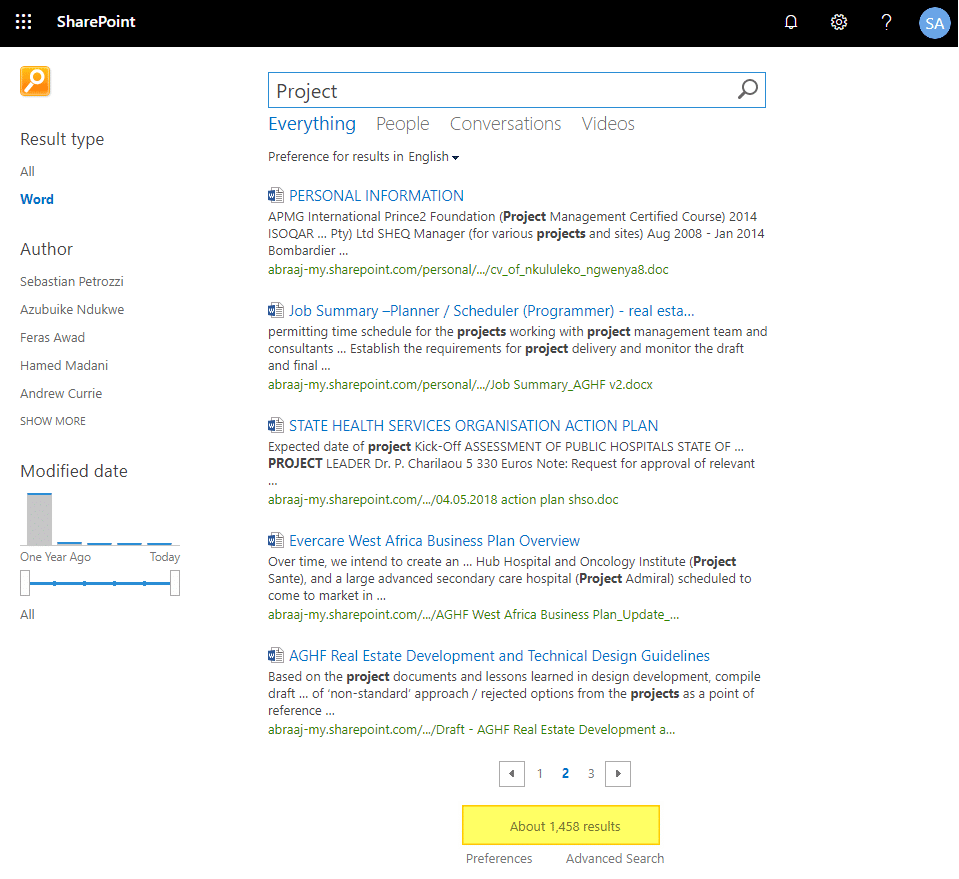 sharepoint search results count inconsistency