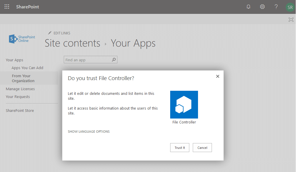 add an app to site in sharepoint online