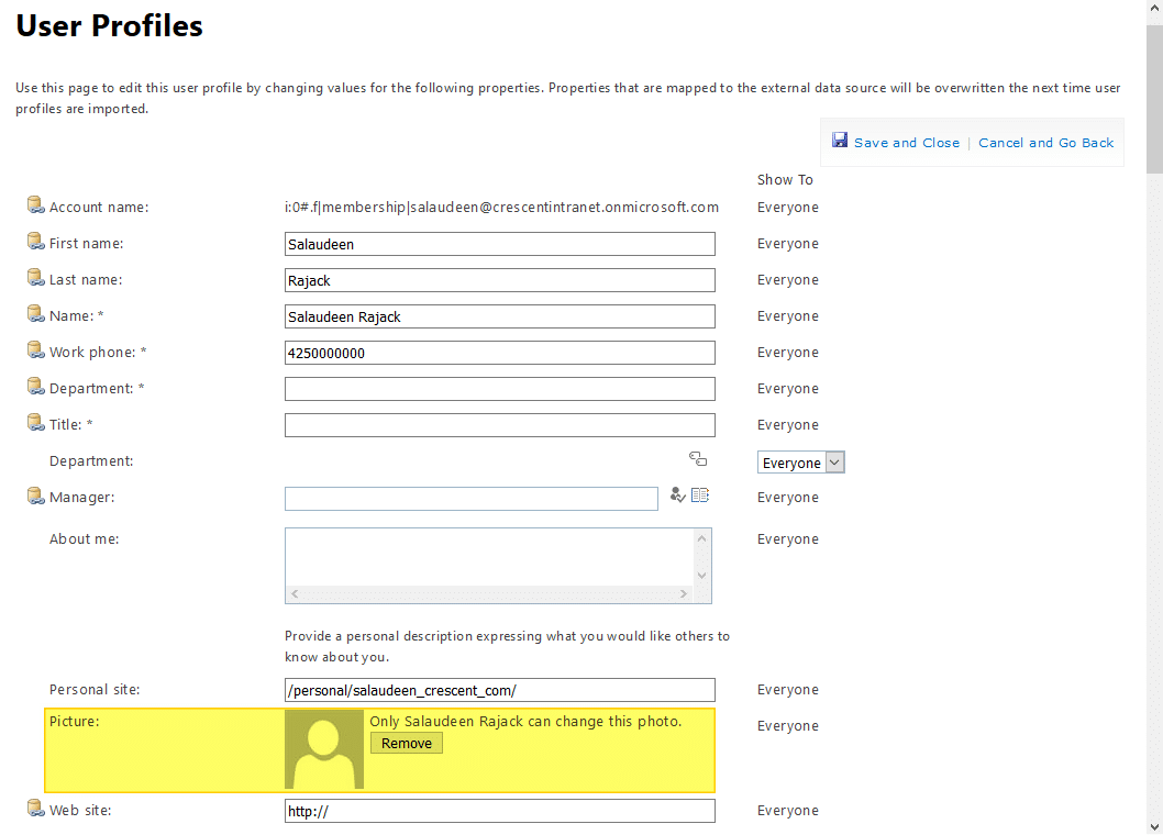change user profile picture in sharepoint online