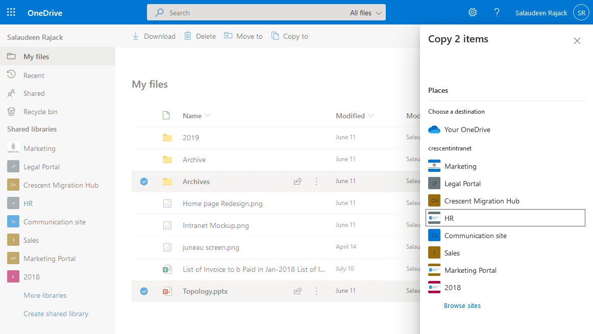 onedrive to sharepoint online