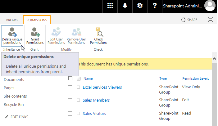 delete unique permissions in sharepoint online using powershell