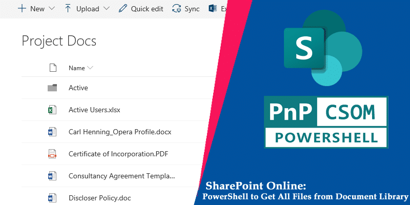 SharePoint Online PowerShell to get All Files from a Document Library