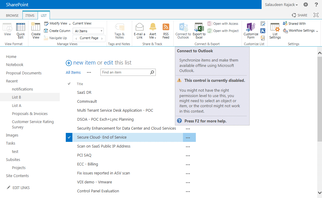 connect to outlook disabled sharepoint online