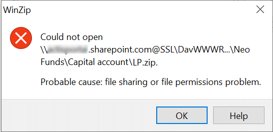 could not open file probable cause file sharing or file permissions problem