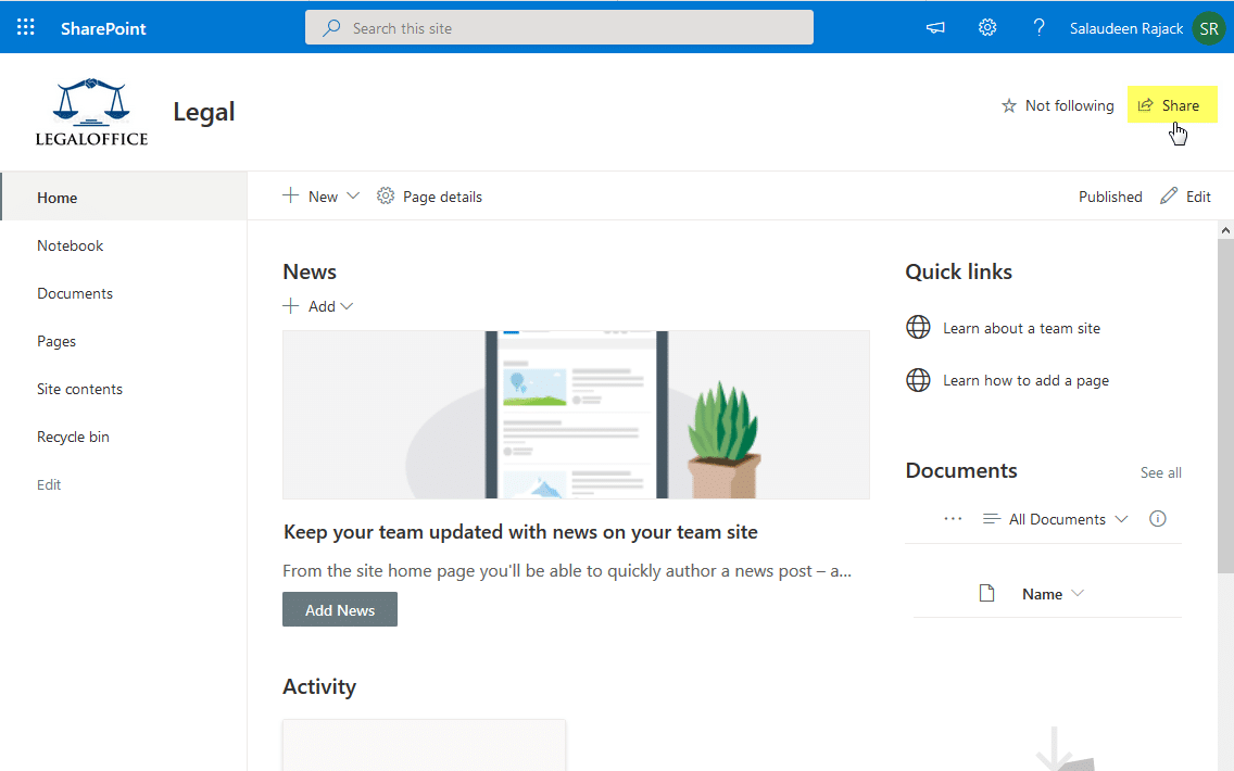 how to share a sharepoint online site with external users