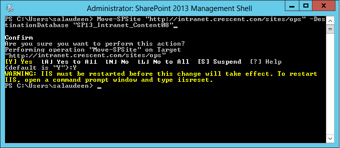 move site collection to another content database sharepoint using powershell