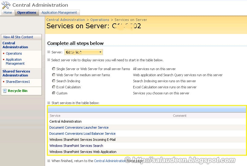 Office SharePoint Server Search is missing in Services on Server