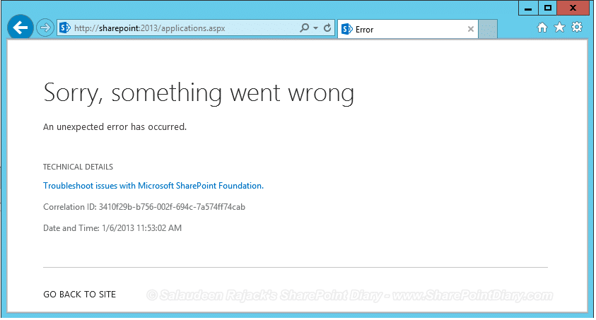 sharepoint 2013 sorry something went wrong correlation id - powershell to get detailed error from uls log correlation id