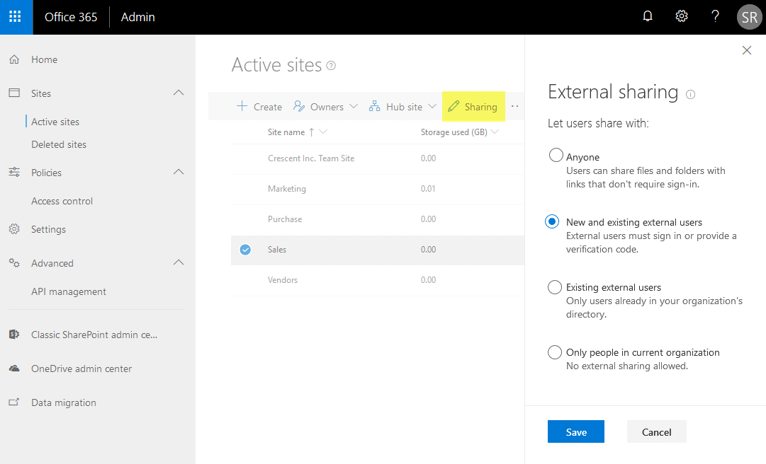 sharepoint online check if external sharing is enabled