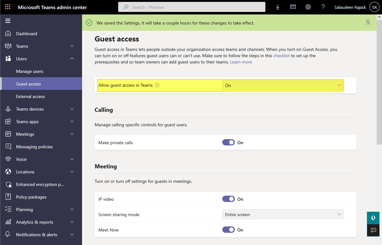 enable guest access for microsoft teams