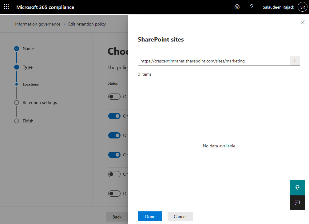 sharepoint online delete site with retention policy