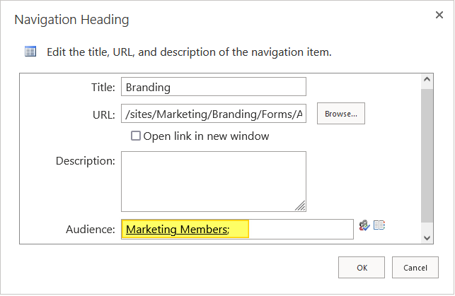 sharepoint online navigation audience targeting sharepoint group