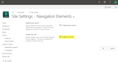 sharepoint online enable tree view