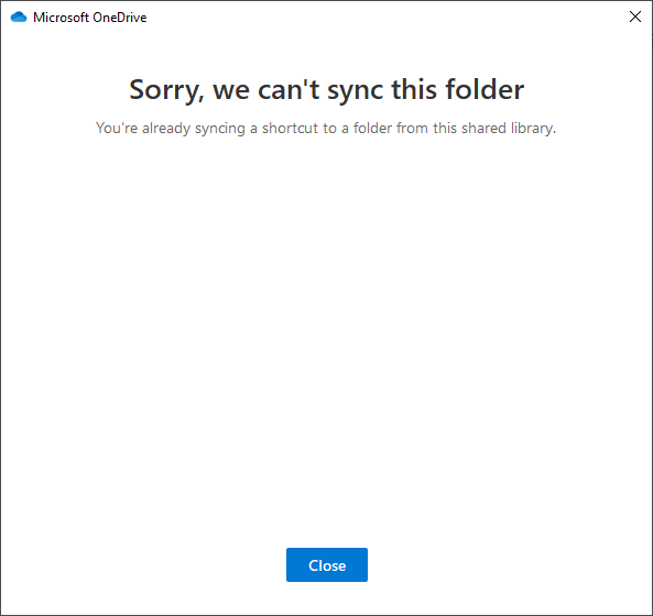 sorry, we can't sync this folder