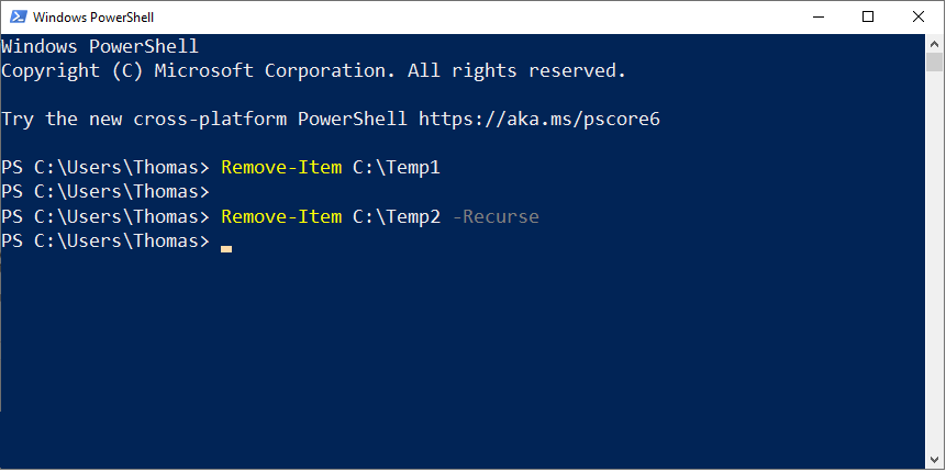 how to delete a directory in powershell