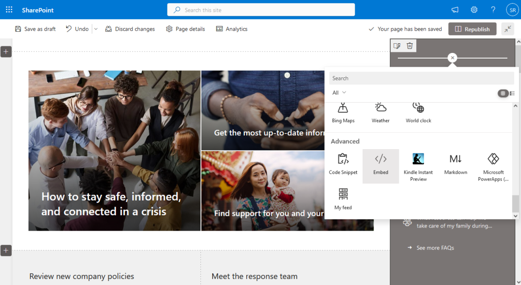 add interactive google map link to sharepoint online