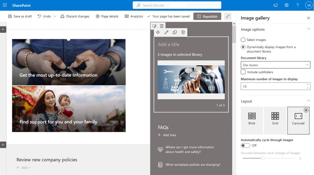 how to add slideshow in sharepoint online