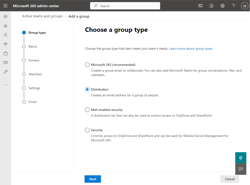 create distribution list in office 365