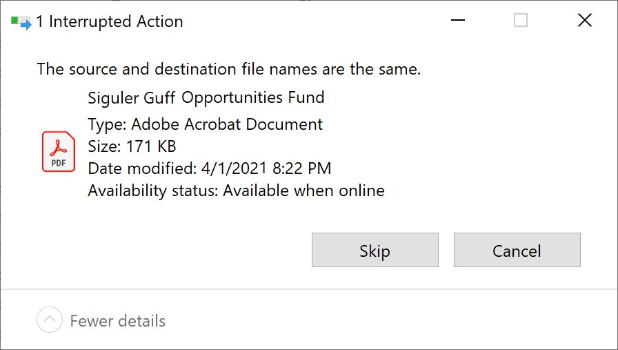 The source and destination file names are the same