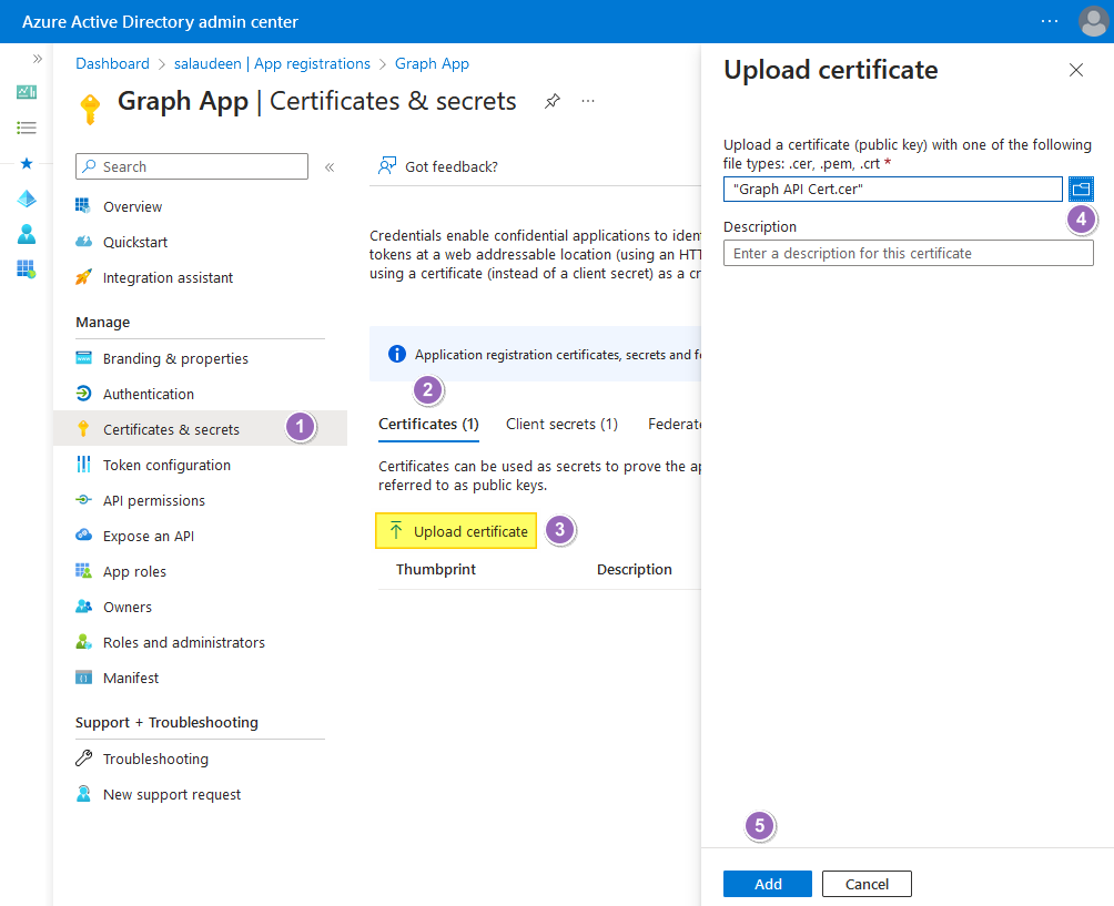 add certificate to the app